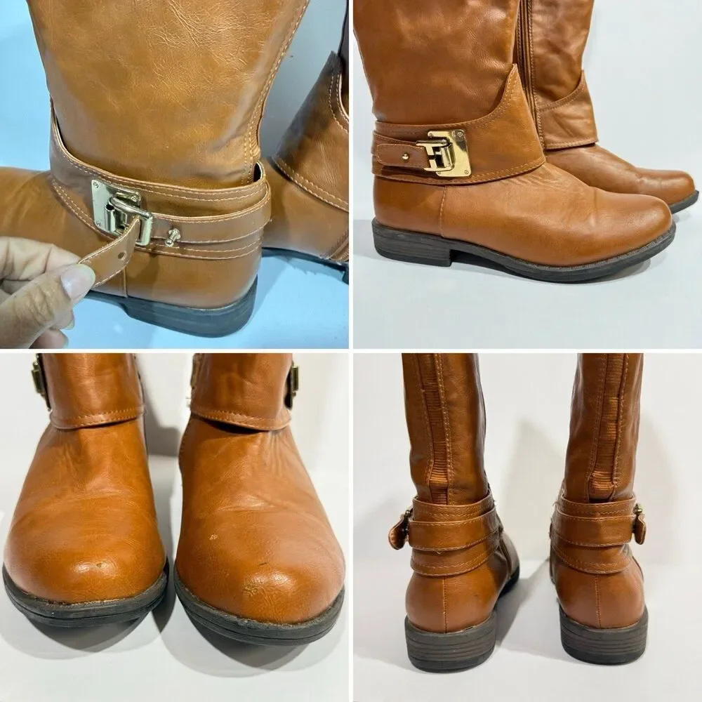Women’s Montana-49 Brown Knee High Boots Size 8 Buckle Zip Riding Style